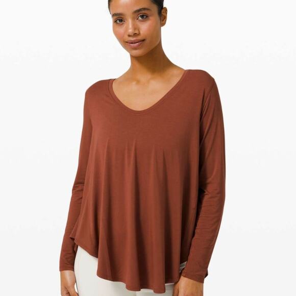 Lululemon Up for Down Time Long Sleeve Dark Terracotta - Picture 1 of 5